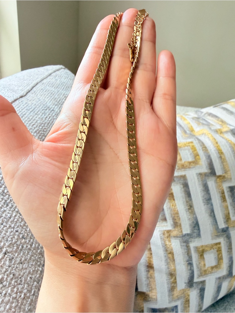 Anthropologie Gold Flat Curb Chain Necklace - Picture 4 of 5